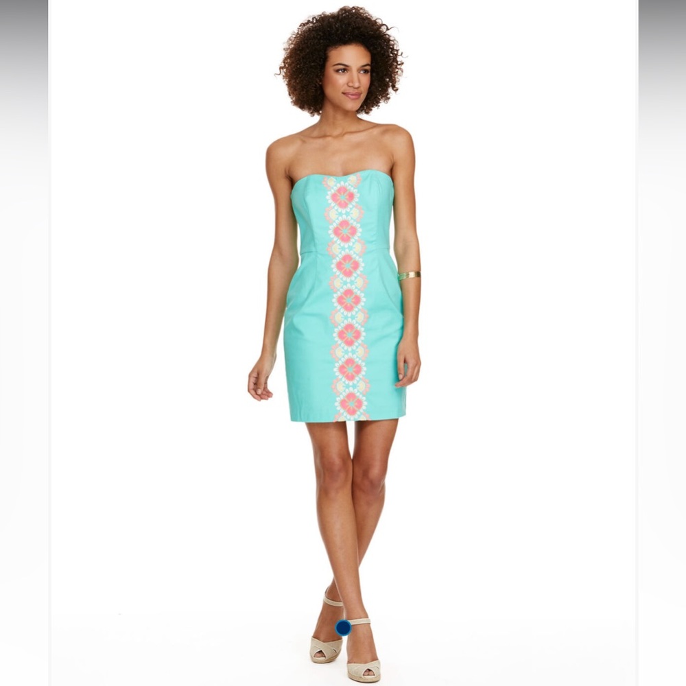 Vineyard Vines Caribbean Floral Embroidered Strapless Dress